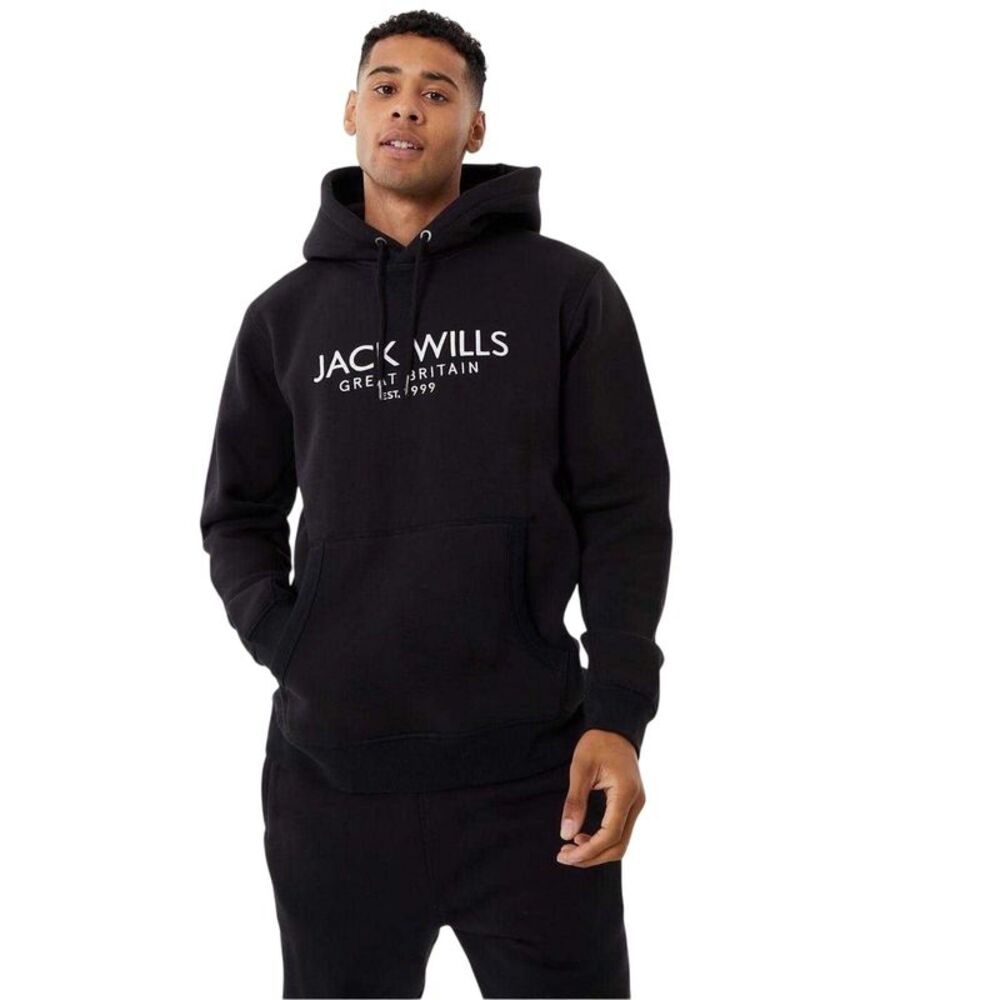 Jack Wills Mens Batsford Logo Hoodie / Black